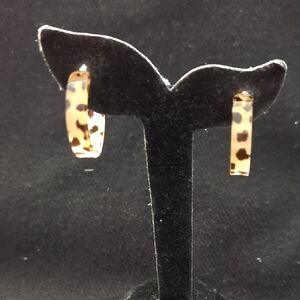 Translucent Brown Leopard Print Resin Hoop Statement Earrings